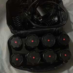 Black Hair Styling Set with Red Accents